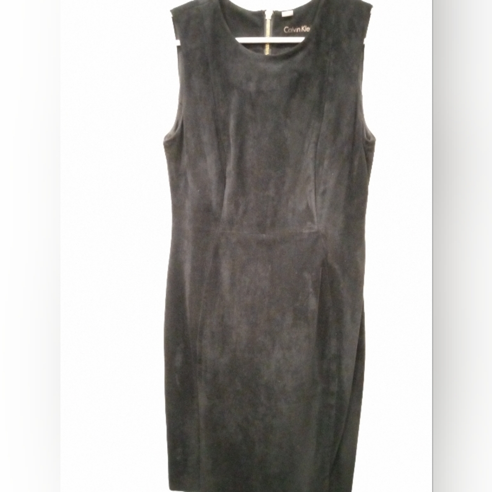 Calvin Klein collection size 6 black Peach skin suede women's sheath dress